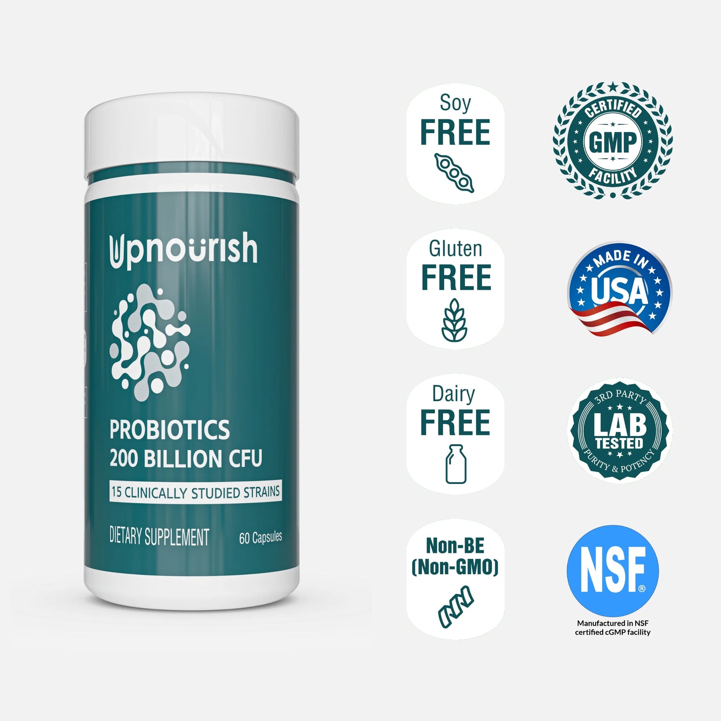 200 Billion Cfus Probiotics for Women & Men, Daily Probiotics Supplement with Organic Prebiotics, Digestive Enzymes, 15 Clinically Tested Strains, Immune & Gut Health Support - 60 Capsules